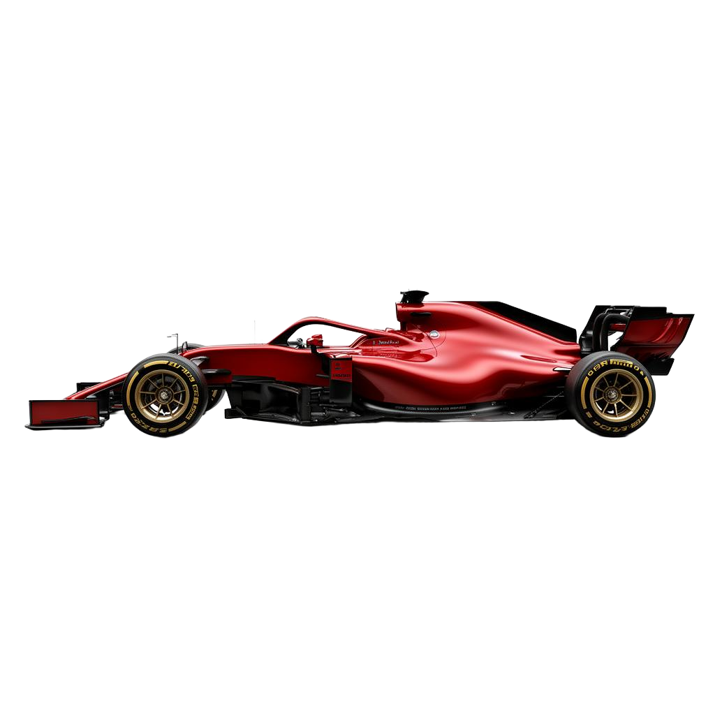 Red Formula 1 car blasting across the track